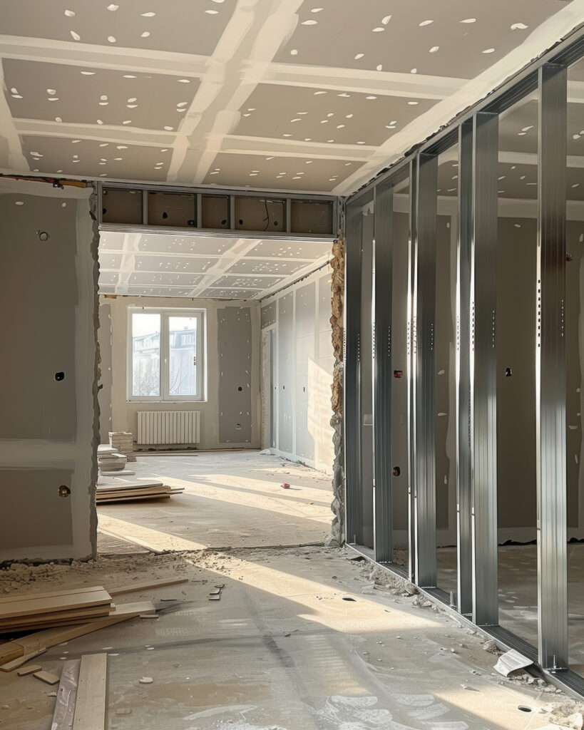 installing metal frames drywall gypsum walls construction renovation process (1)